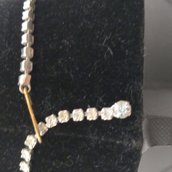 Vintage Silver Tone Rhinestone Baguette Choker Neckless - Picture 3 of 5